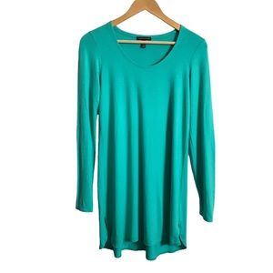 Eileen Fisher‎ XS Bluegreen Jersey Long Line Tunic Top Oversized Lounge Comfort